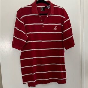 Men's Crimson Polo Shirt with White Stripes